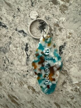 lululemon athletica Teal, Brown & White Mosaic hotel key keychain
